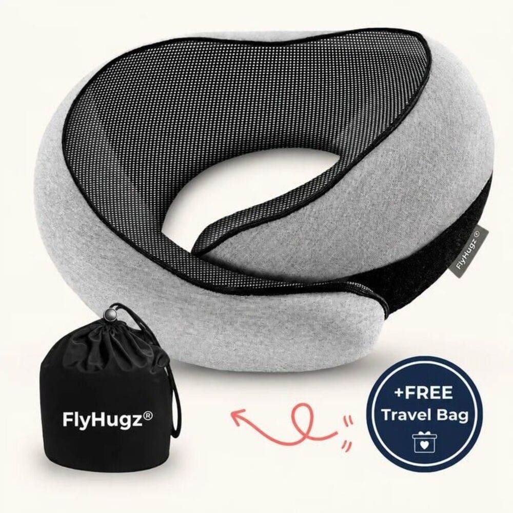 FlyHugz Travel Neck Pillow – Black – New